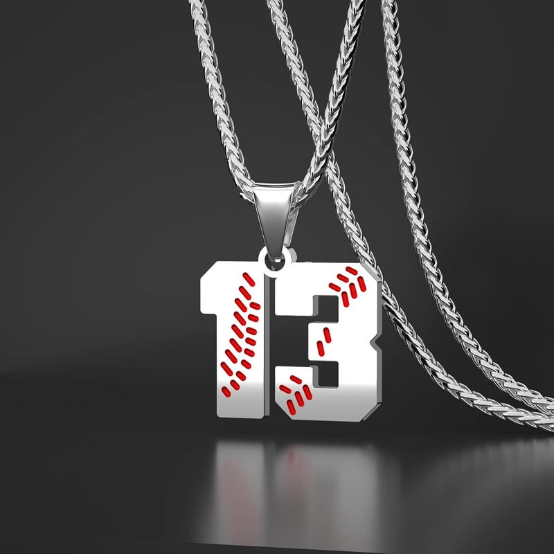 Wikavanli Personalized Baseball Jersey Number 00-99 Necklace - Stainless Steel Baseball Chain Pendant Necklace - Team Jewelry Gift for Boys, Girls, Men, Women - Image 2